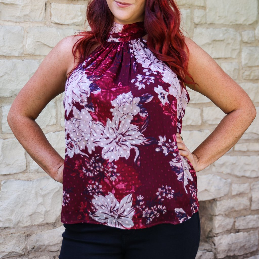 Nwt Bishop And Young Moon Light Mile Esme Tie Neck Top In Dahlia